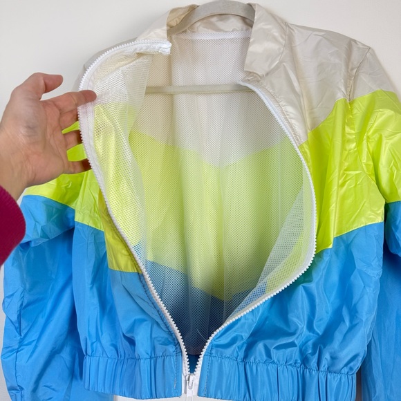 4/$25Colorblock Windbreaker Jacket Medium Blue Green Full Zip Lightweight Casual - Picture 6 of 10
